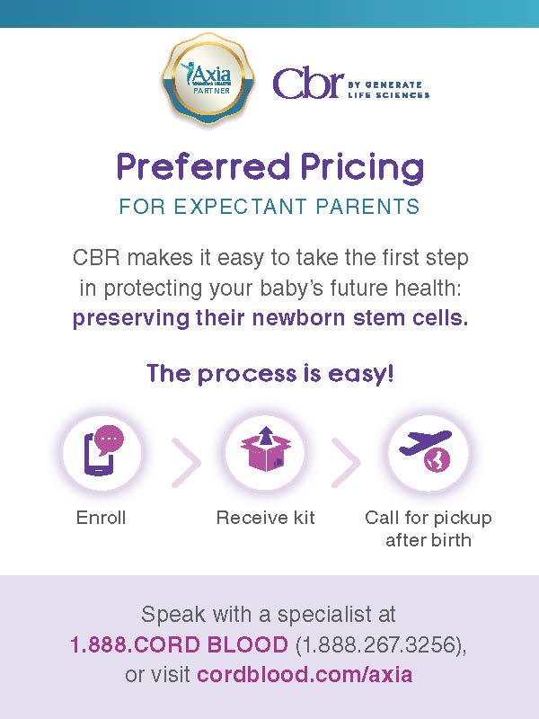 Axia Women's Health - CBR Pricing Card