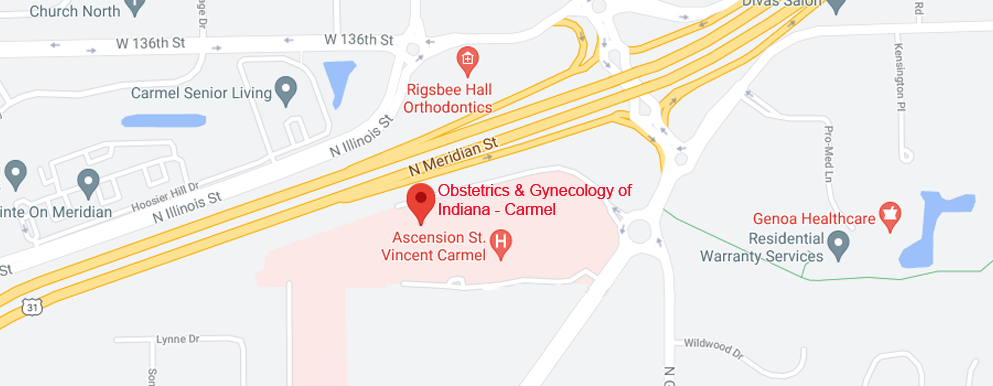 Obstetrics and Gynecology of IN Carmel map - Axia Women's Health