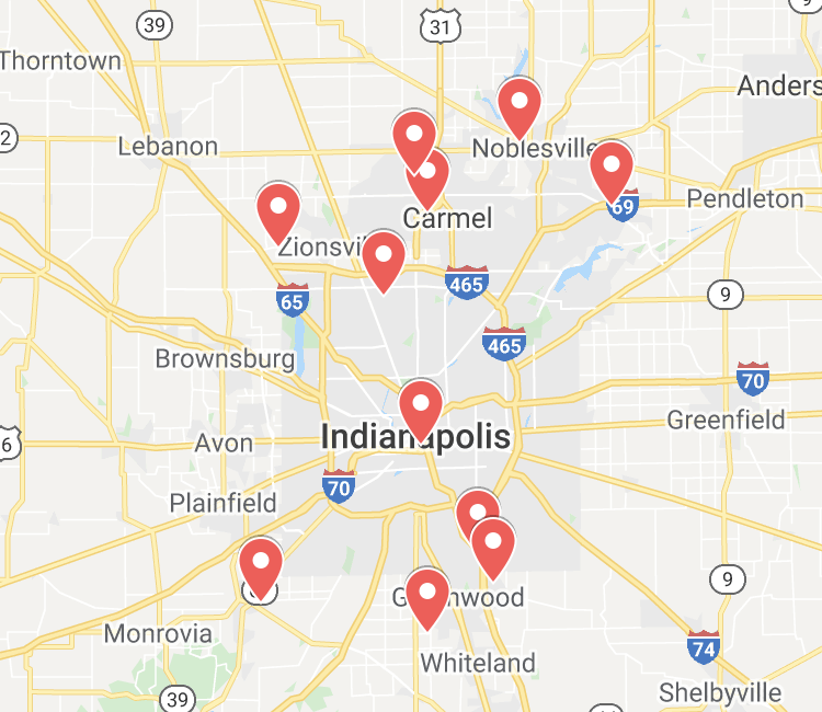 Axia Women's Health locations on Indianapolis area map